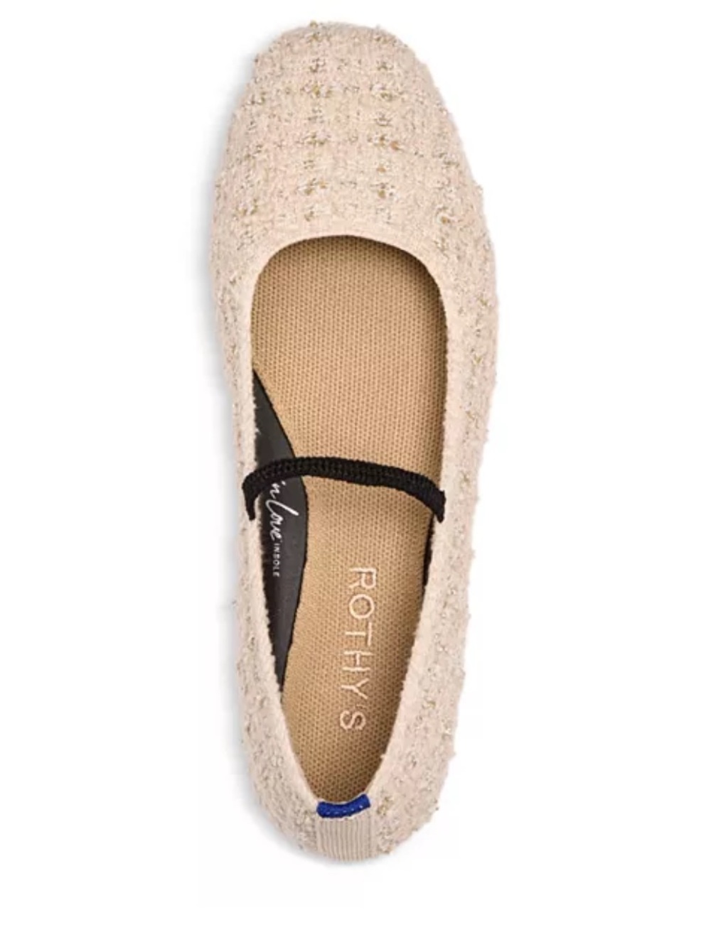 Rothy's The Max Square Mary Jane flats in a cream pearl bouclé texture Size 7